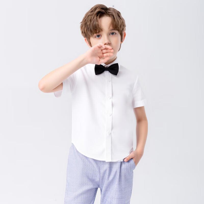 Boys' Short-Sleeve White Shirt for Summer & Performance