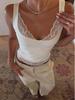 2026 Summer Sexy Lace Trim Solid Color Short Tank Top for Women