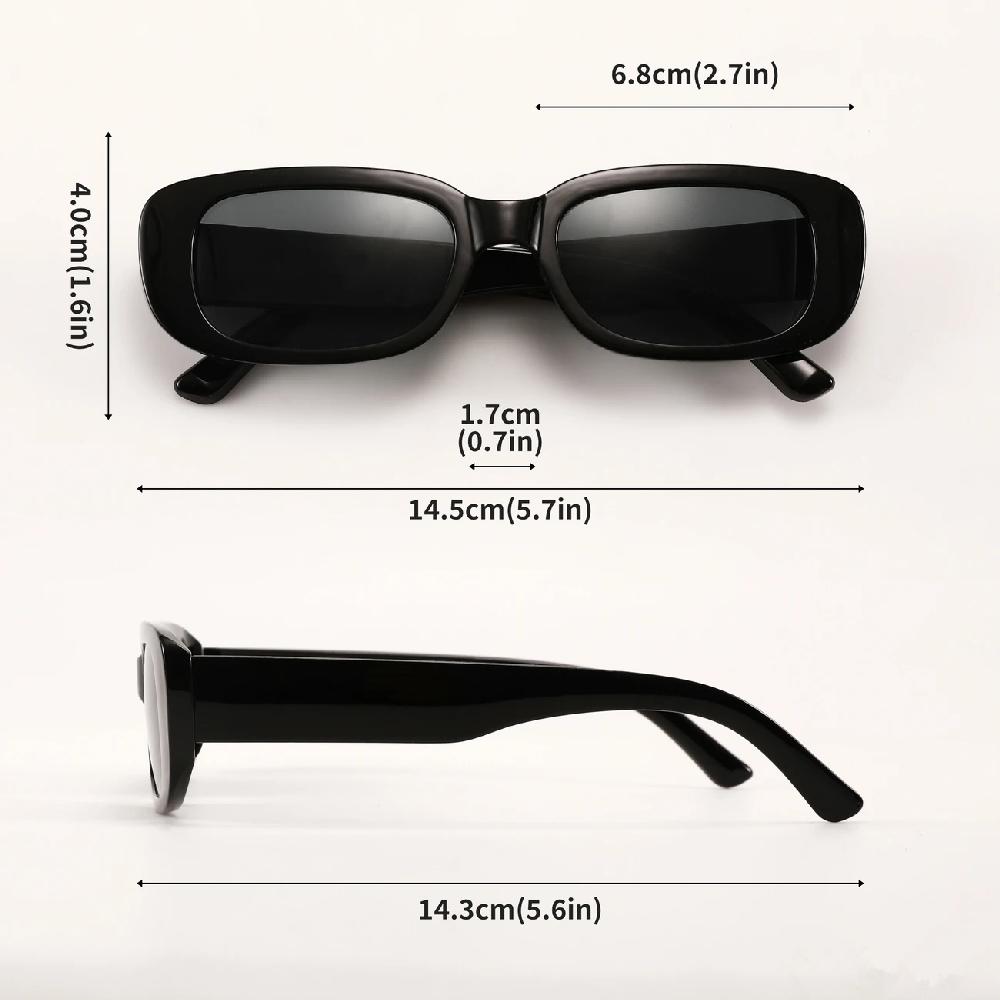 12PCS Vintage Black Square Sunglasses Woman Luxury Brand Small Rectangle Sun Glasses Female Gradient Clear Mirror