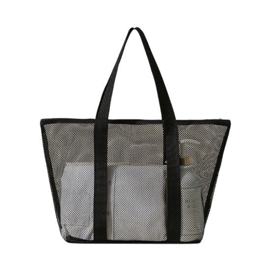 Mesh Beach Bag, Large Capacity Foldable Tote Bag, Sandproof Dirt-Resistant Portable Fitness Shower Bag, for Beach And Swimming Pool