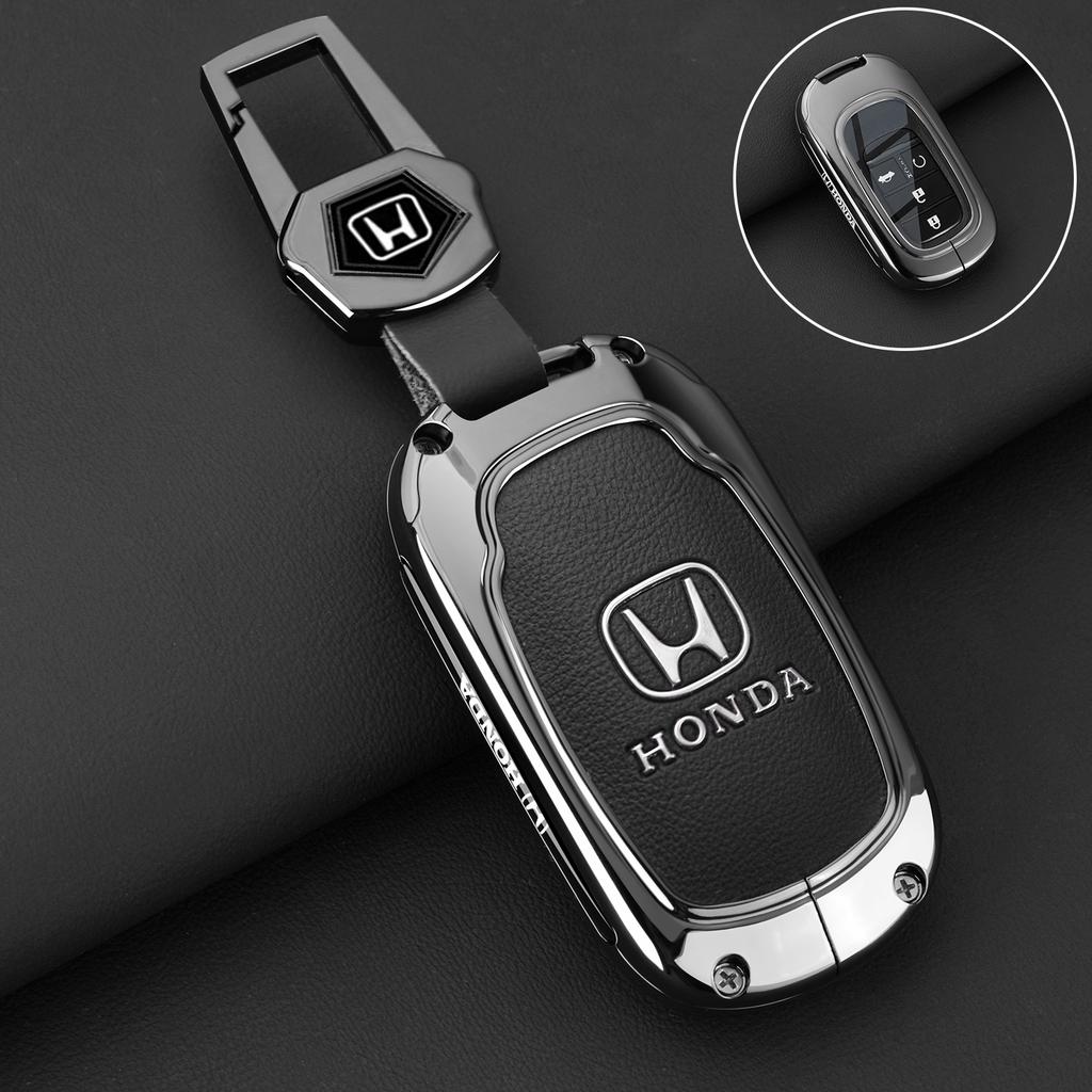 Leather Zinc Alloy Car Remote Key Case Cover For Honda Civic 11th Gen Accord Vezel Freed Pilot CRV 2021 2022 Protector Accessory