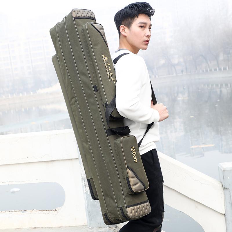 Fishing Rod Bag, Large-capacity Waterproof Fishing Bag, Thickened Sea Rod Bag, Big Belly Bag, Wheel Fishing Gear Bag, Fishing Storage Bag