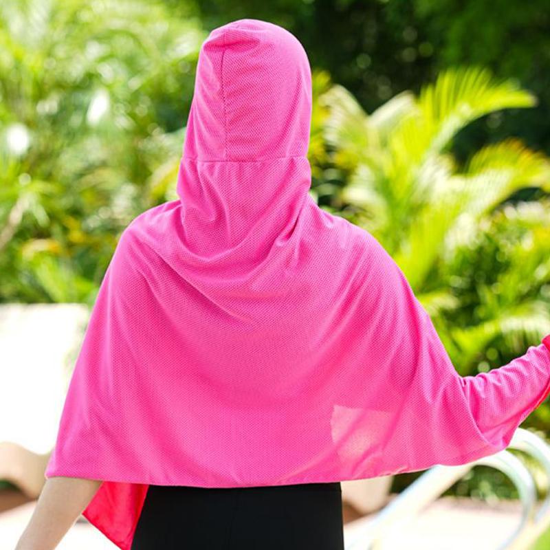 Ice Cool Beach Poncho Cover Up Quick Dry Sunscreen Clothing Oversized Hooded Towel Wrap 4-In-1 For Swimming Beach Pool Travel