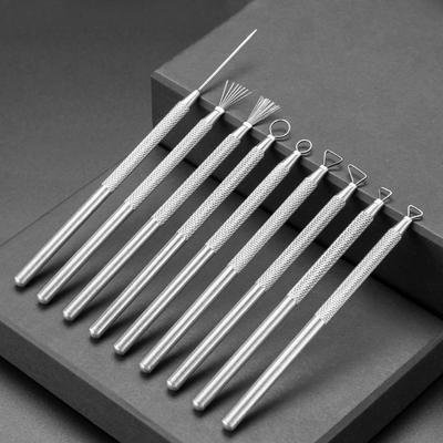 8pcs Set Texture Pottery Clay Tools DIY Tool Carving Clay Stainless Steel Tool Pottery Modeling Hole Punch Clay Ceramics Sculpture Tools