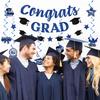 Black and Blue Graduation Party Decorations 2025 Congrats Grad Banner, NO-DIY Graduation Decorations Class of 2025 Congratulations Graduate Banner