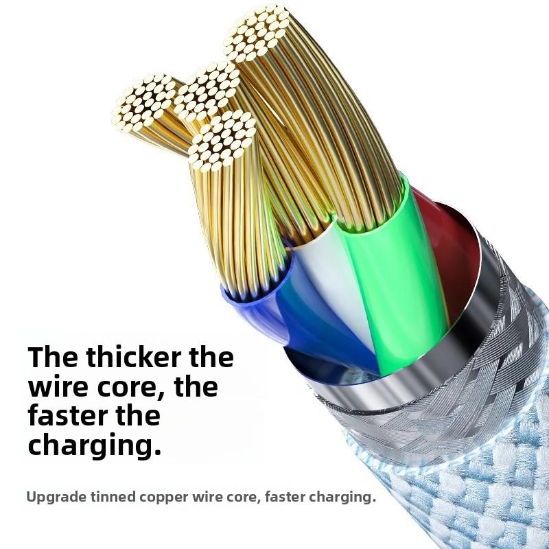 60W Dual-Head PD Fast Charging Cable for Apple and Android Phones, Macaron Braided Data Cable