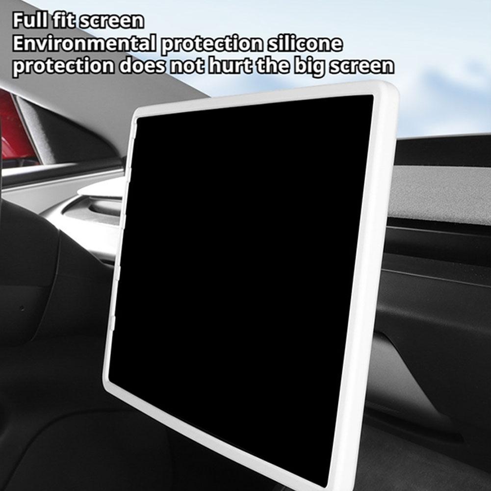 For Tesla Model Y Juniper Model 3 Highland Full Coverage Protective Frame Edge Cover Anti Scratch Silicone Screen Protector
