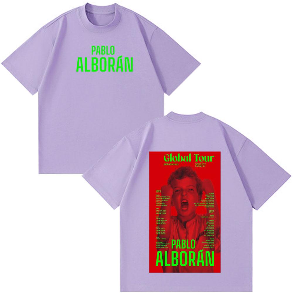 Singer Pablo Alborán Kmo Global Tour 2026 Print TShirt Men Women Hiphop Vintage Tshirts Shortsleeved Loose Aesthetic T Shirts