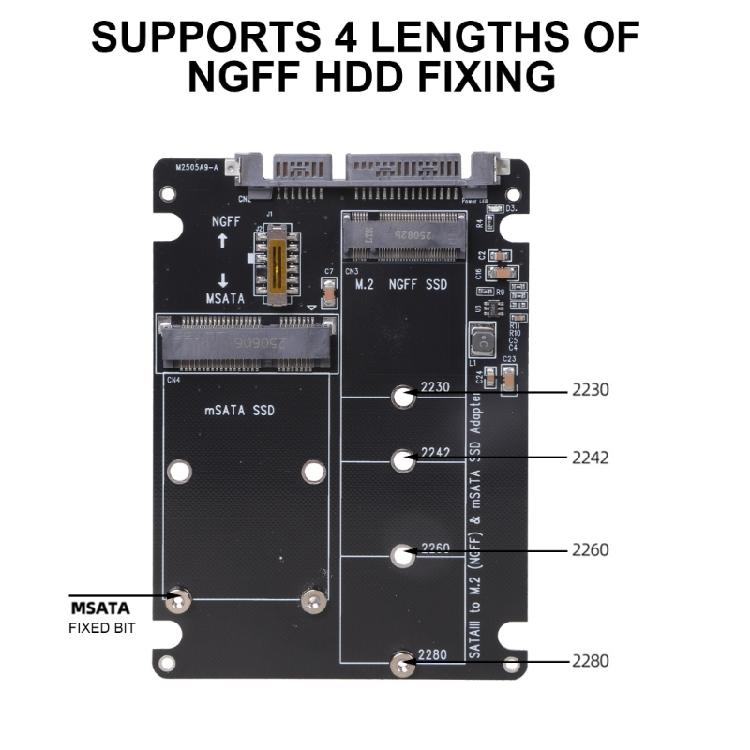 M.2 NGFF/MSATA To SATA3 Adapter Case, Convert Solid Disk To 2.5"/3.5" With Ease Multiple Size Supported
