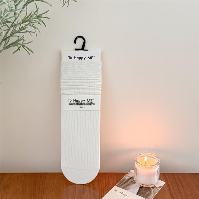 Japanese Preppy Style Ribbed Crew Mid-Calf Socks with Mary Jane Shoes