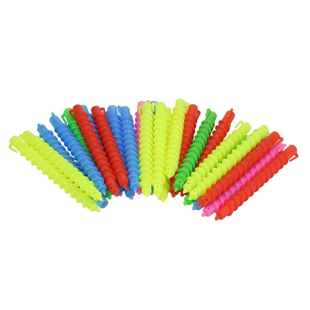 20pcs Hollow Spiral Spiral Hair Perm Rod Mixed Colors Hair Curling Roller Barber Hairdressing