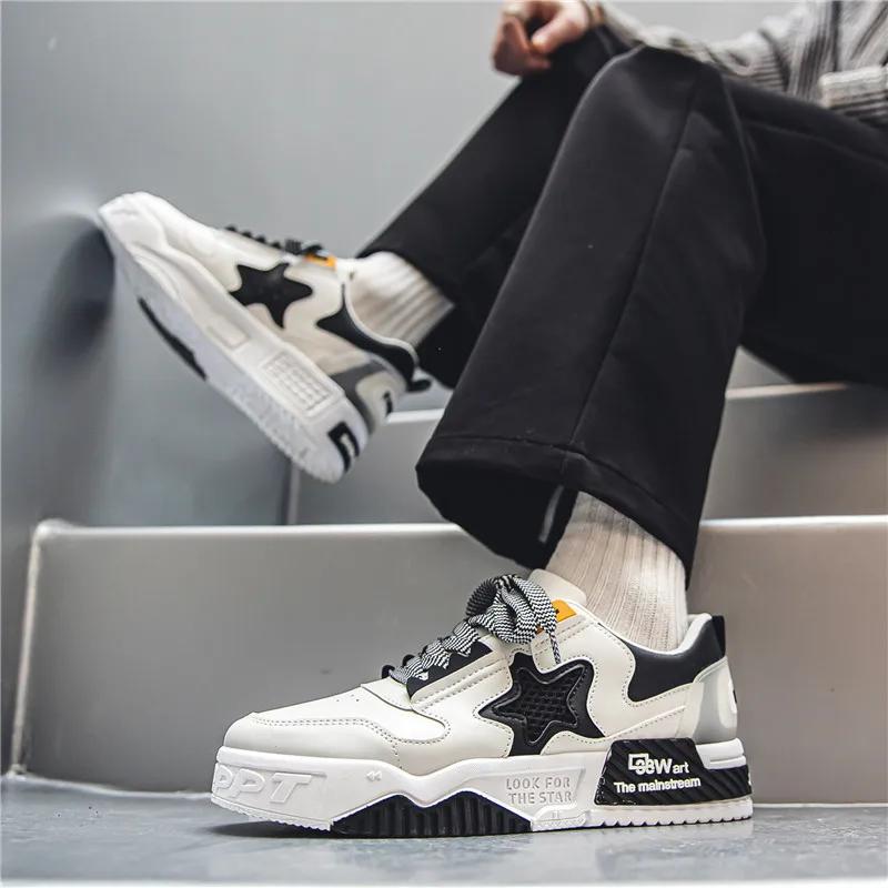 Mode Gelber Stern Chunky Herren Skateboard Turnschuhe rutschfeste atmungsaktive Männer Casual Sportschuhe Bequeme Mann trendige Turnschuhe