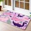 [2D Flat] Cute Dinosaur Flannel Floor Mat, Universal Entrance Mat, Suitable for Living Room, Bedroom, Office, Bathroom, Balcony, Corridor, Porch, Kitc