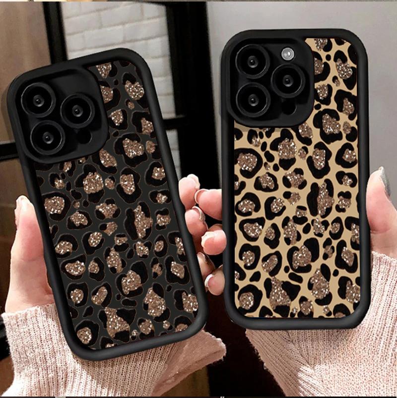 Case For RENO 15 13 14 PRO 15F 13F 11F 12F OPPO A3 A5 A6 PRO A3X A5X A6X Soft Y2K Leopard Print Shockproof Bumper Cover