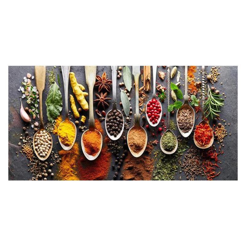 

Кухонный тематический настенный художественный декор, красочные специи и ложка на столе, картины на холсте, ингредиенты для приготовления пищи, холст, художественный принт, декор 20x40cm