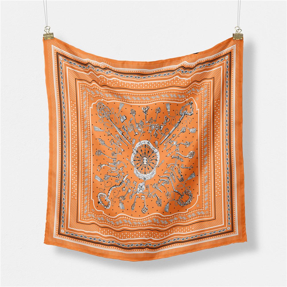 

Twill Silk Scarf Woman Key Chain Painting Square Scarves Wraps Bandana Small Hijab Silk Foulards Tie Headband Neckerchief 53CM 53CM x 53CM