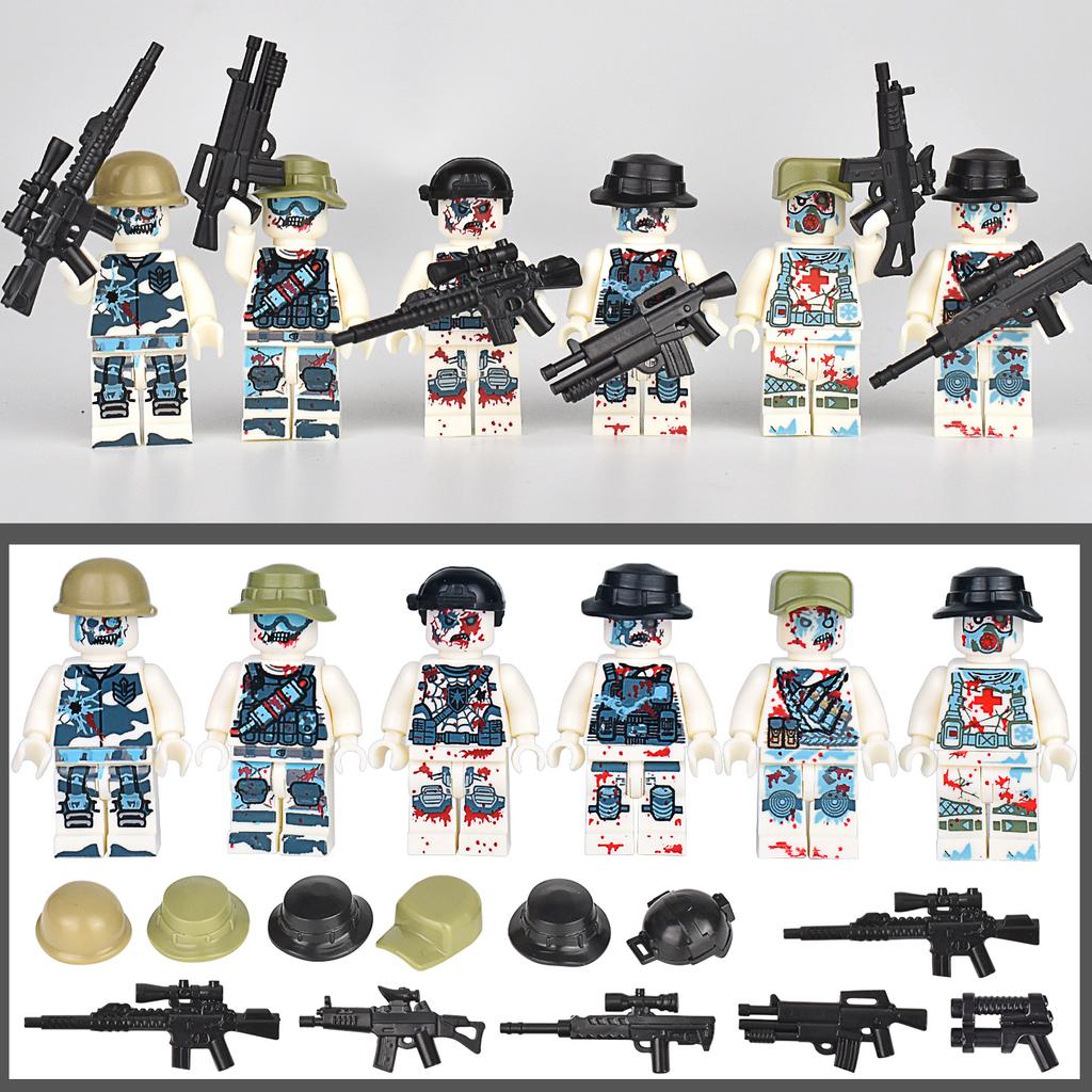Military Zombie Building Blocks Ghost Special Police Wolf Warrior Special Forces Mutant Zombie Police Assembling Party Toys