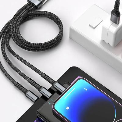 100W Fast Charging Cable Multi Charger Cable Nylon Braided Multiple Usb Universal 3 In 1 Charging Cord Adapter With Type-C Micro