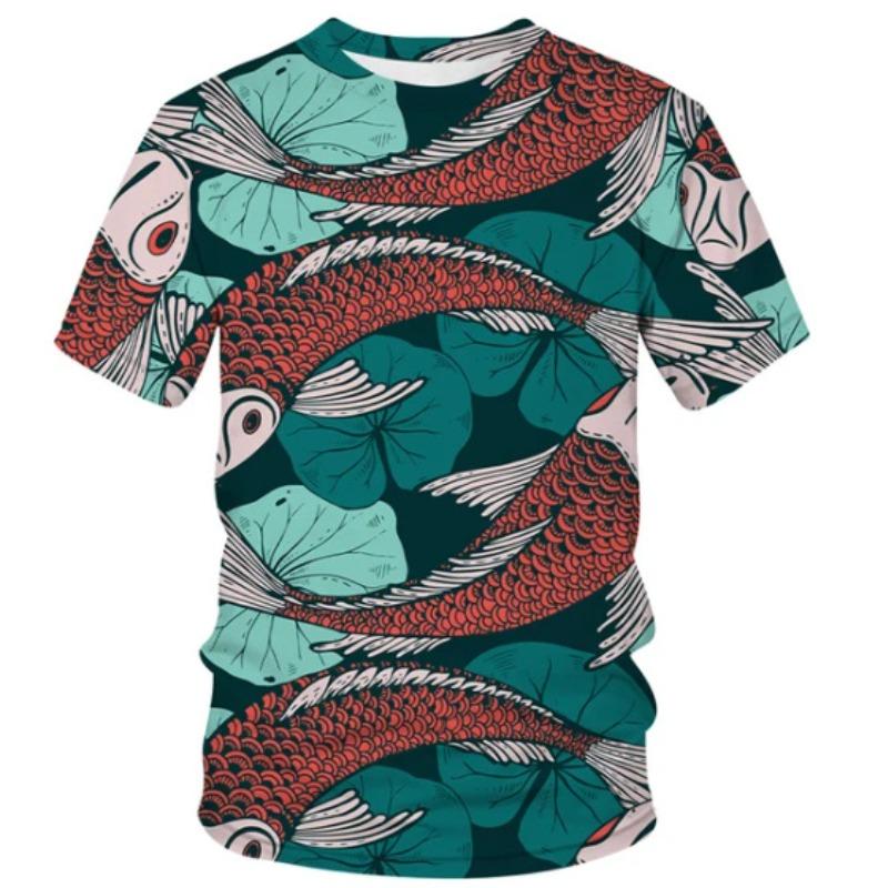 Men's 3D Printed T-Shirt Colorful Animal Plant Pattern Printing Short Sleeve O-Neck Pullover Casual Top