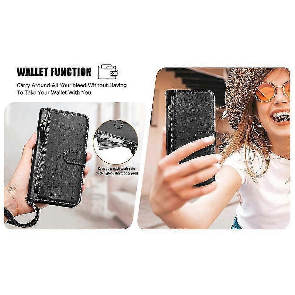 Case for iPhone X/XS Protection Zipper Magnetic Closure Leather Wallet Cover Compatible with iPhone X/XS Case