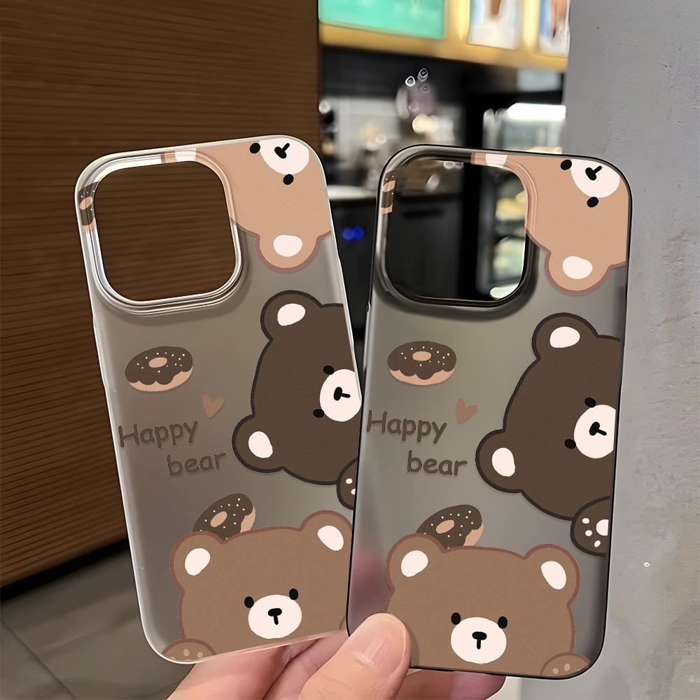 Weiche TPU Matte Niedliche Bär Handyhülle für iPhone 15 Pro Max Funda iPhone 16 11 13 15 14 Plus 12 Mini 16promax 15promax Klare Hülle