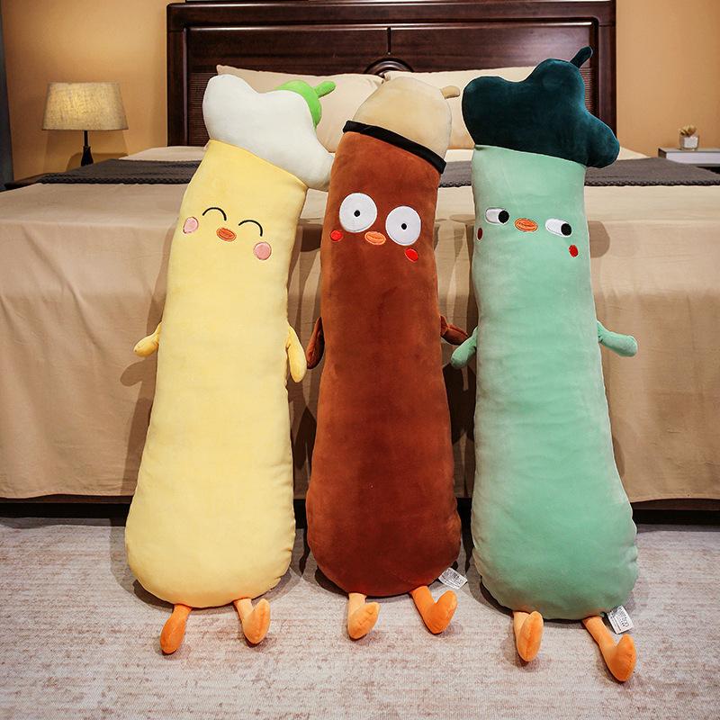 Cartoon Soft Yellow Chick Long Pillow Plush Toy Doll Chick Doll Girl Soothing Puppet Doll