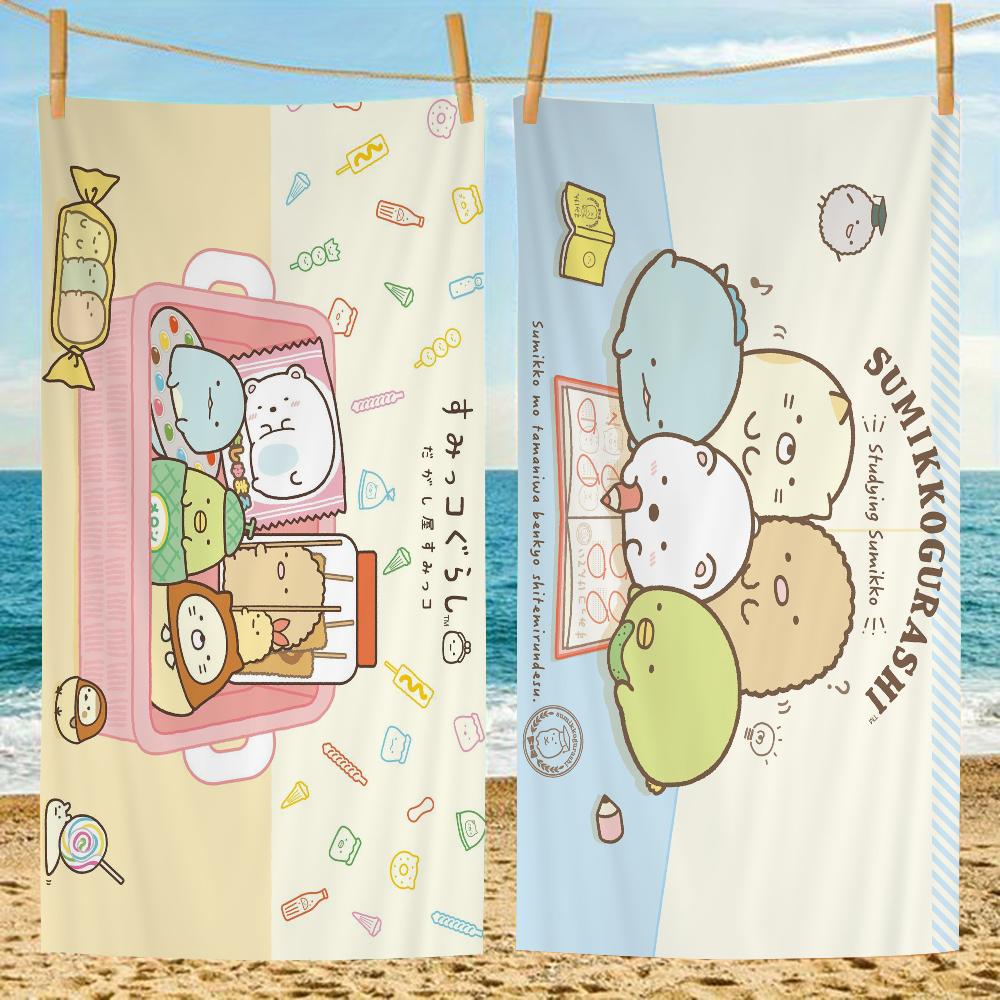 Sumikko Gurashi Beach Towel Cartoon Cute Summer Kids Large Bath Pool Beach Towel Microfiber Absorbent for Swimming Travel