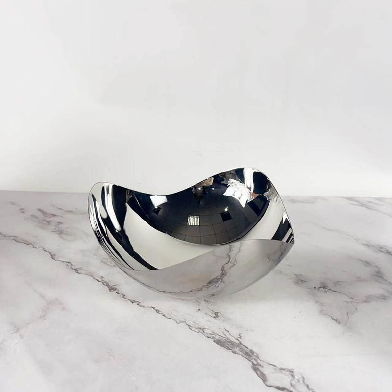 Geometrische Serveerschaal van Roestvrij Staal, Ronde Metalen Dienblad, Fruitplateau, Opbergbord voor Woonkamer, Decoratie voor Eettafel