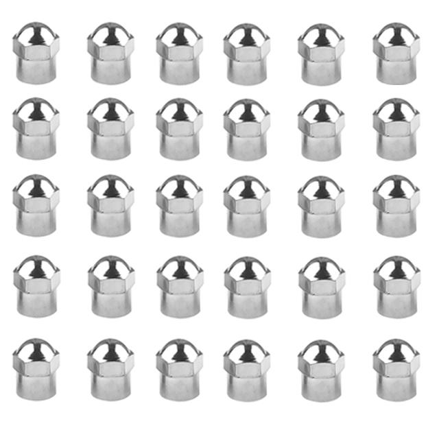 30/20/10pcs Tire Valve Caps for Cars Motorcycles Bike Valve Cap Round Head Chrome Plating Material Plastic Dust Proof Covers