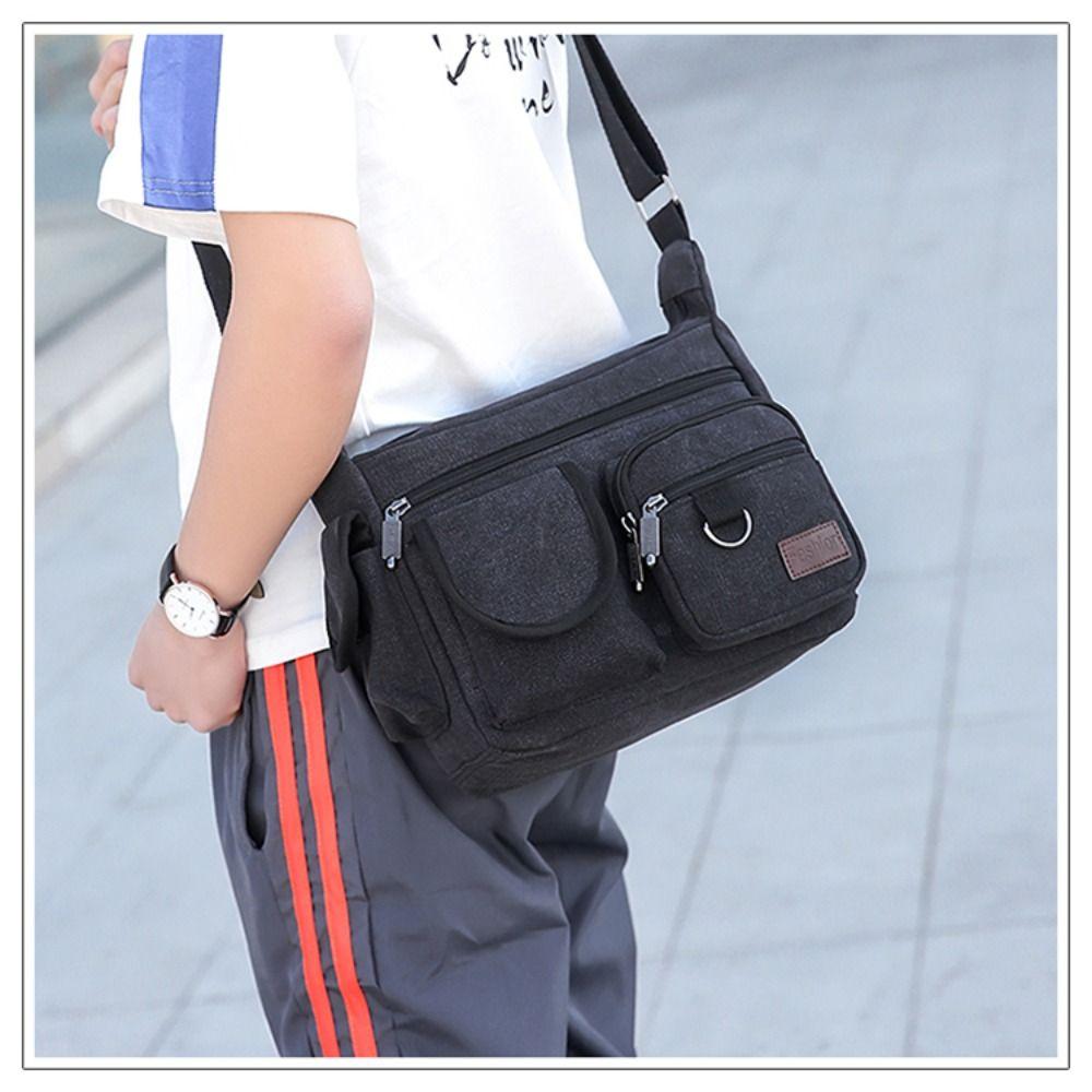 Retro Shoulder Belt Bags Canvas Male Shoulder Bag Business Single-shoulder Bag  Outdoor