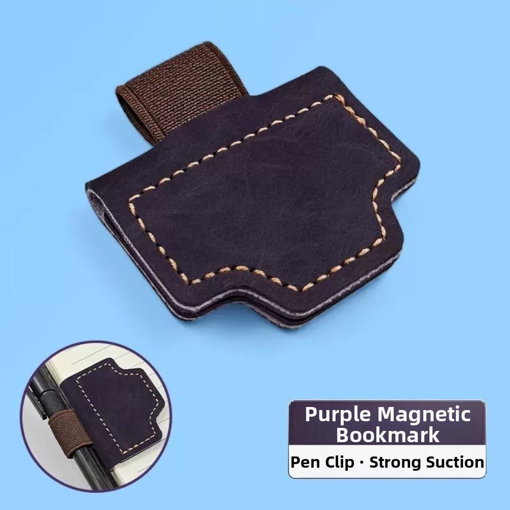 

Magnetic Buckle Magnetic Leather Bookmark Multifunctional Magnetic Page Clips For Bookworm фіолетовий