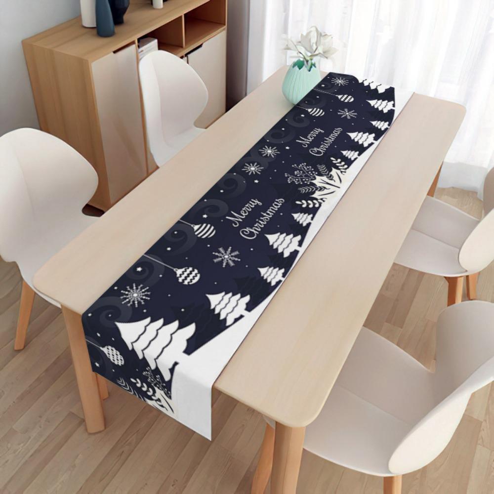 2pcs Christmas Decorative Tablecloth Holiday Gifts Household Long Tablecloth Placemat Linen Table Flag