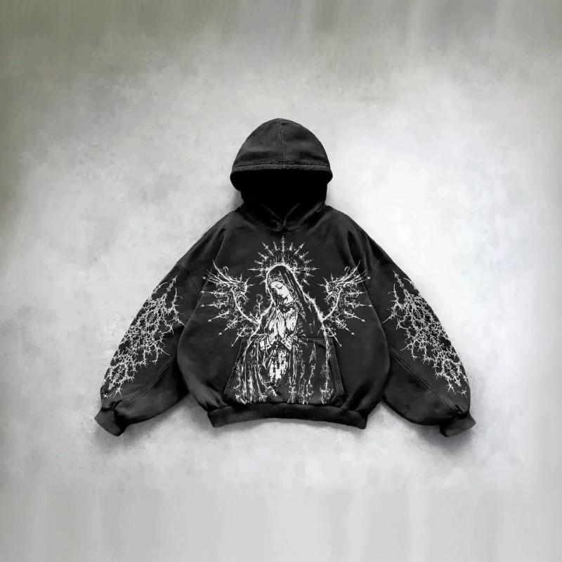 Felpa Streetwear 2026 per Adolescenti Casual Punk Harajuku Hip Hop Gotica con Stampa