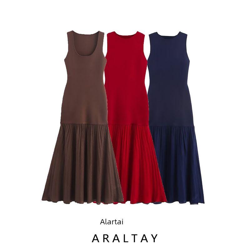 Araltay New Arrival Fashion Style Women's Clothing Fashion All-Match Pure Color Patchwork Knitting Dress 4192154 407