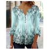 Novamix Women's Fashion Casual Summer Spring  3/4 Sleeves V-Neck Blouses & Shirts