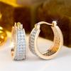 White Zircon Luxury Crystal Full Stone Hoop Earrings For Women Vintage Gold Color Ear Buckle Wedding Jewelry Engagement Gifts
