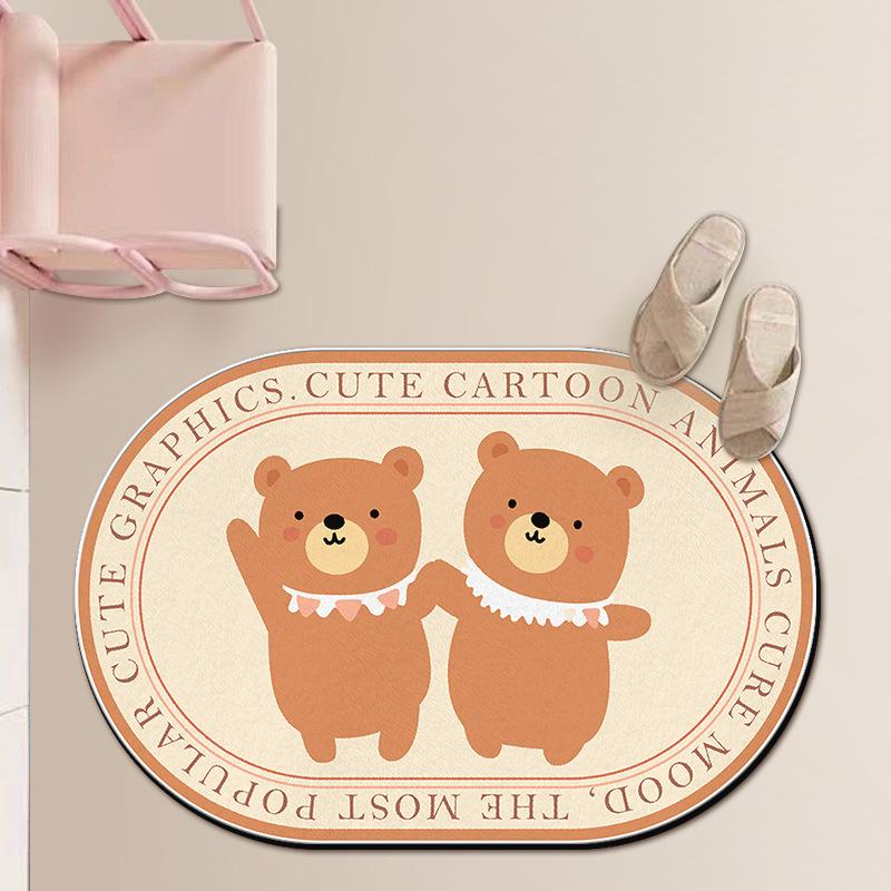 Toilet Cartoon Mat Bathroom Absorbent Mat Toilet Non-slip Door Mat Door Mat Carpet Bedroom Can Be Washed By Hand