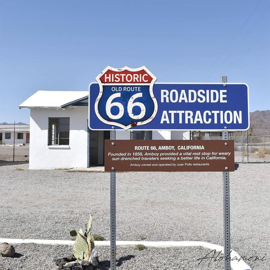 ALOHAMONI American USA Tin Plate Route 66 BIG Size Sign Vintage Metal Plate Number License Plate Retro California West Coast Hawaii Route66 (white
