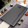 Black Gold Slate Tea Tray with Drainage - Simple Embedded Design