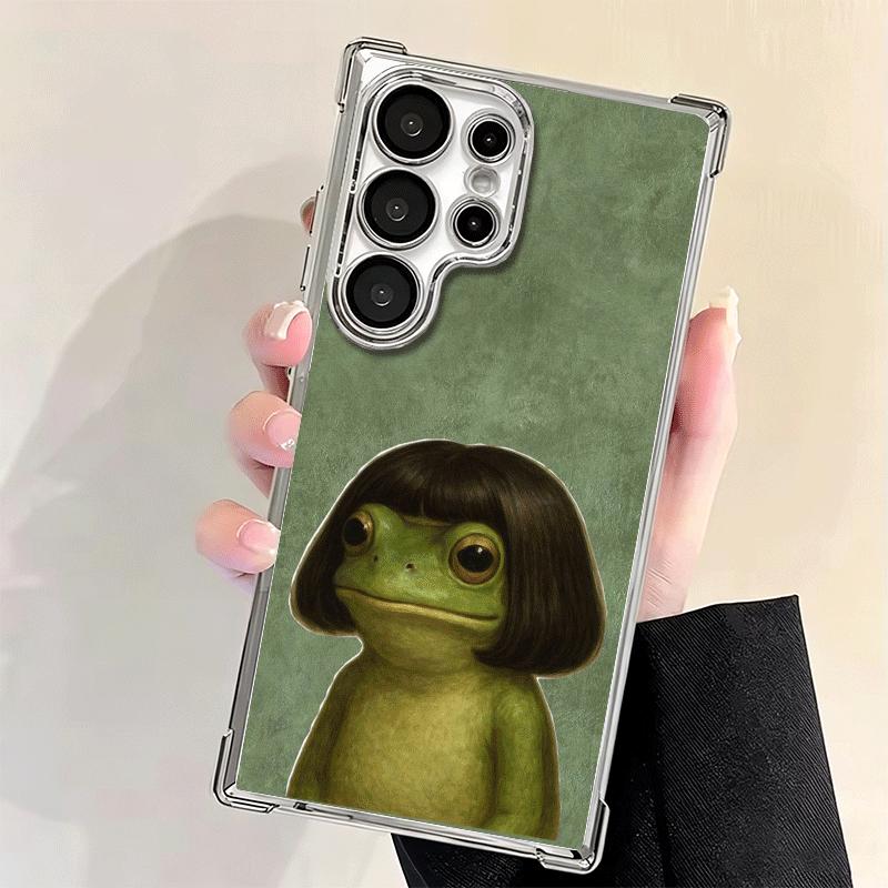 Cute Cartoon Frog Plating Phone Case For Samsung Galaxy S24 S25 FE S26 Edge S23 Ultra S22 S21 Plus S20 Anti-Fall Airabag Cover