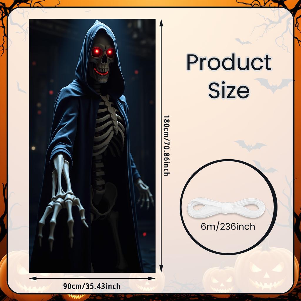 Skeleton Banner Spooky Gothic Decor Party Decoration Dark Atmosphere Haunted House For Gothic Event Indoor Decoration Night