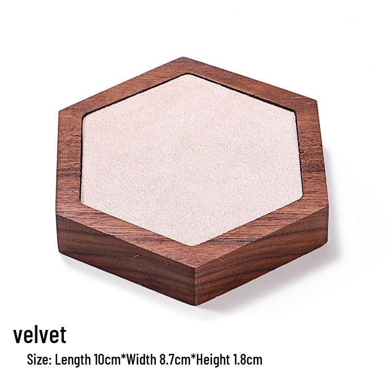 Walnut Wood Microfiber Jewelry Display Set for Necklace, Ring, Earrings, and Bracelet.