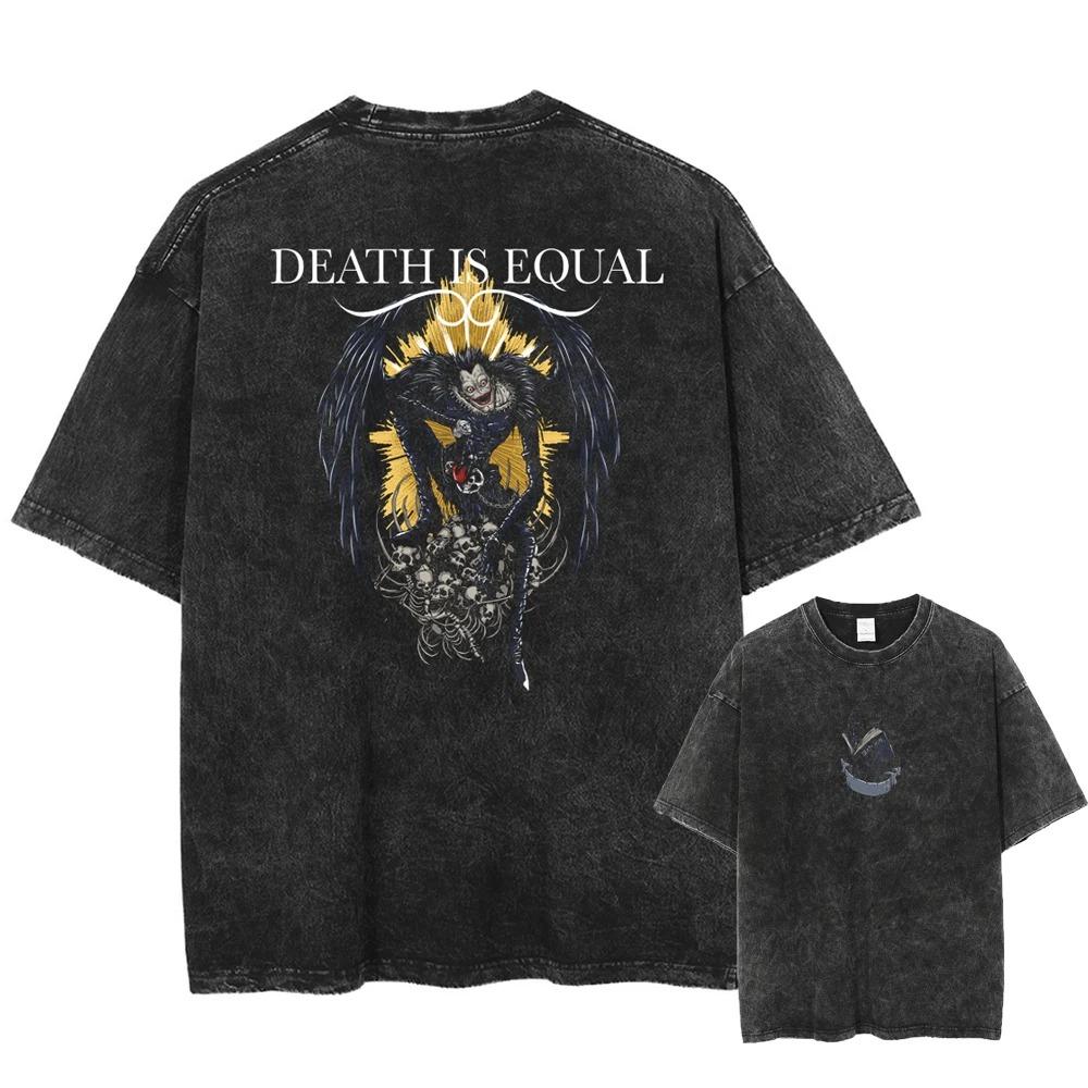 Hot Anime DEATH NOTE Ryuk Graphic T Shirt Men Vintage Casual Tshirts Washed Cotton Manga Highend Luxury Washed Vintage Loose S