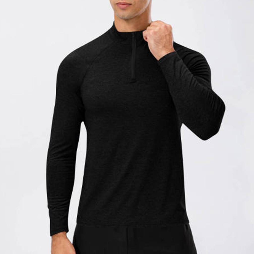 Men's /Winter Fitness Long Sleeve Quick,Dry Running Training Top Half,Zip Slim Fit Hooded Sweatshirt