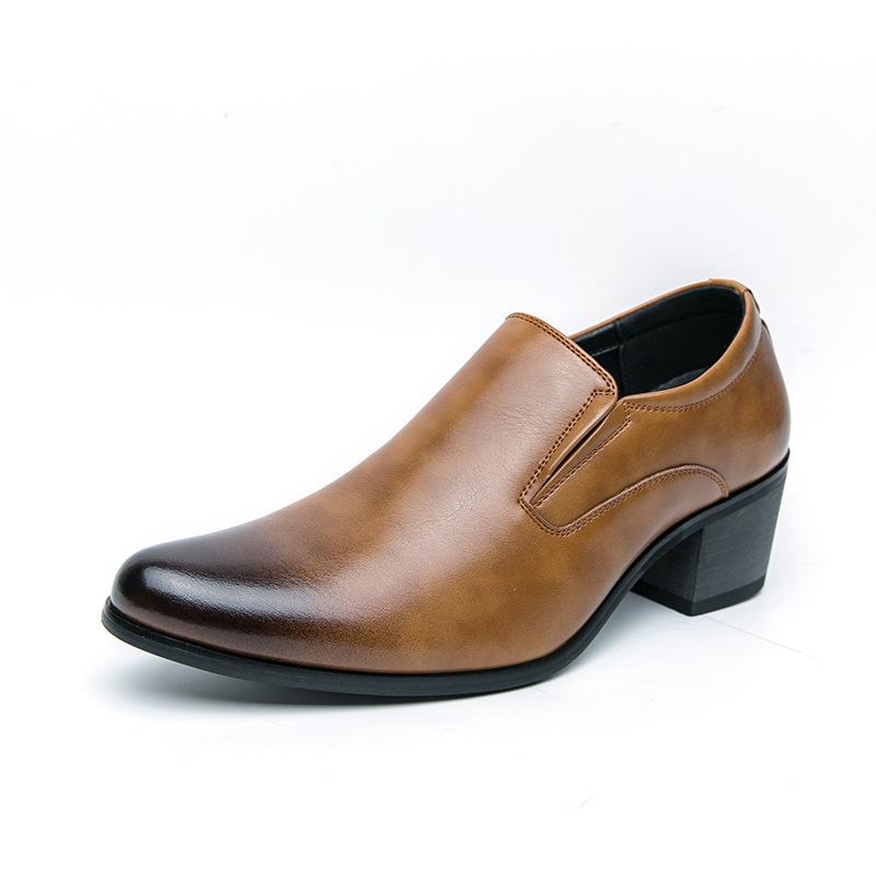 Herren Modische Absatzsteigernde Leder Slipper Freizeitschuhe, Spitze und Hoher Absatz für den Frühling