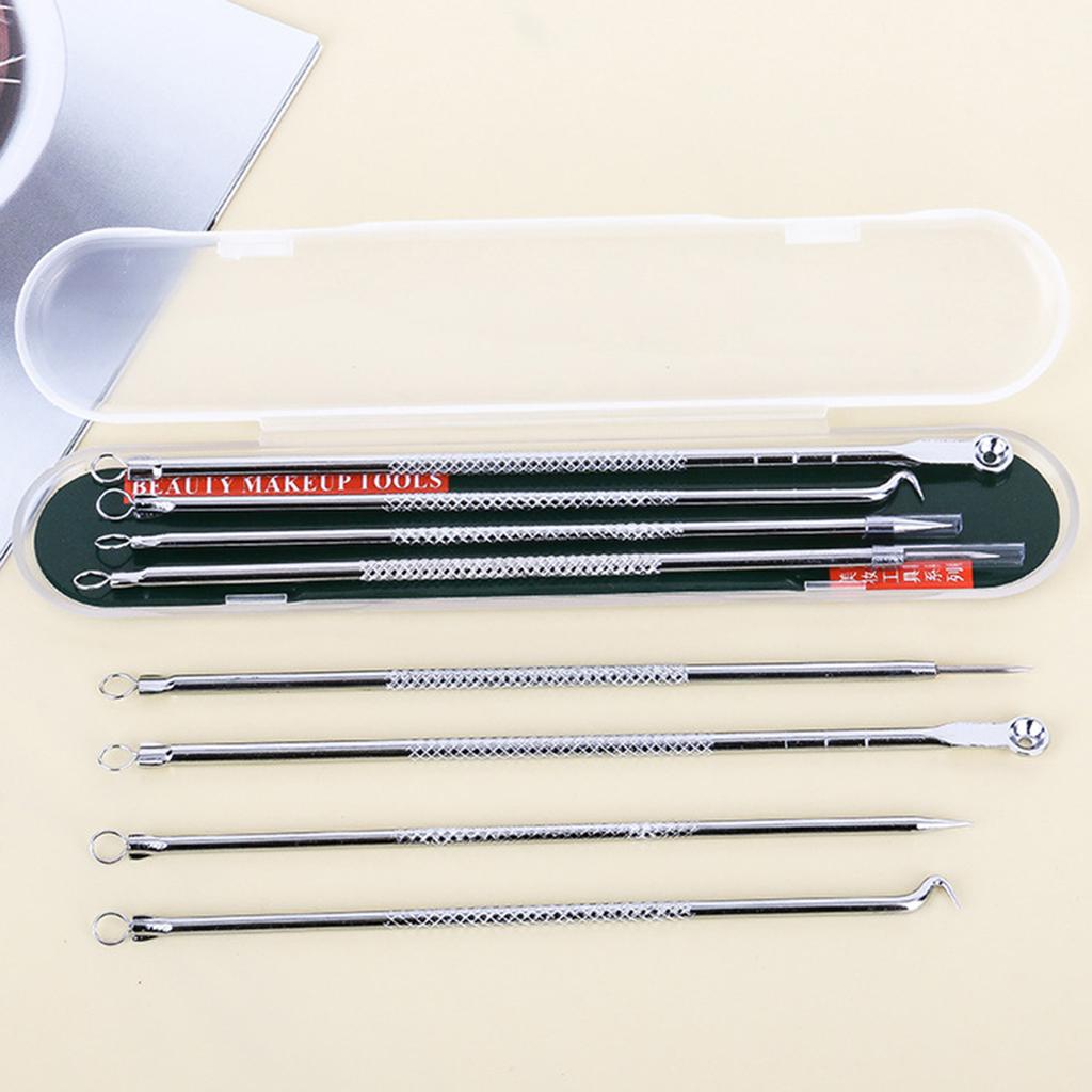 4PCS Stainless Steel Removal Kit Blackhead Remover Facial Pimple Comedone Needle