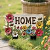 Placă decorativă Grădină Florală cu Țepuș, Placă de Grădină Stil Fermă, Țepuș Decorativ cu Flori Colorate pentru Curte, Placă Rustic de Bun Venit pentru Decorul Casei, Grădinii, Aleii, Ghivecelor