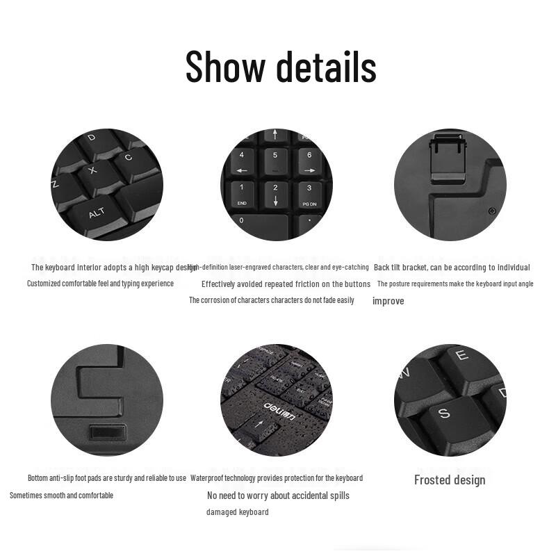 Deli 2168 Wired Office Keyboard with Magnetic Stand