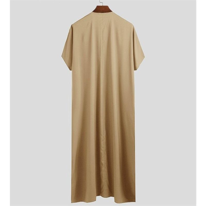 Muslimský Středovýchodní Arabský Dubajský Společenský Košile Pro Muže Tradiční Dlouhý Plášť Elegantní Islámský Oděv Pohodlná Lehká Látka Stylový Islámský