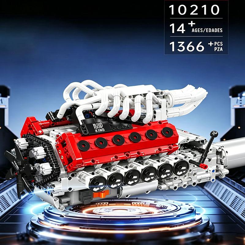 Mould King 10088 535pcs Technical Electrically Driven V8 Engine Building Block Model Kit For Adults Creative Assembly Brick Toys